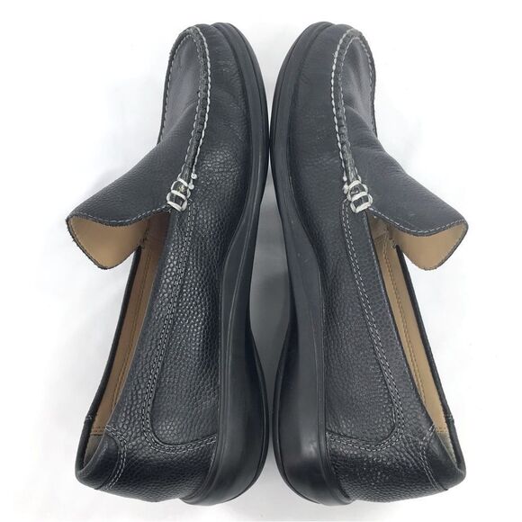 Cole Haan Black Leather Exposed Stitch Classic Slip On Driving Loafers - Picture 6 of 13